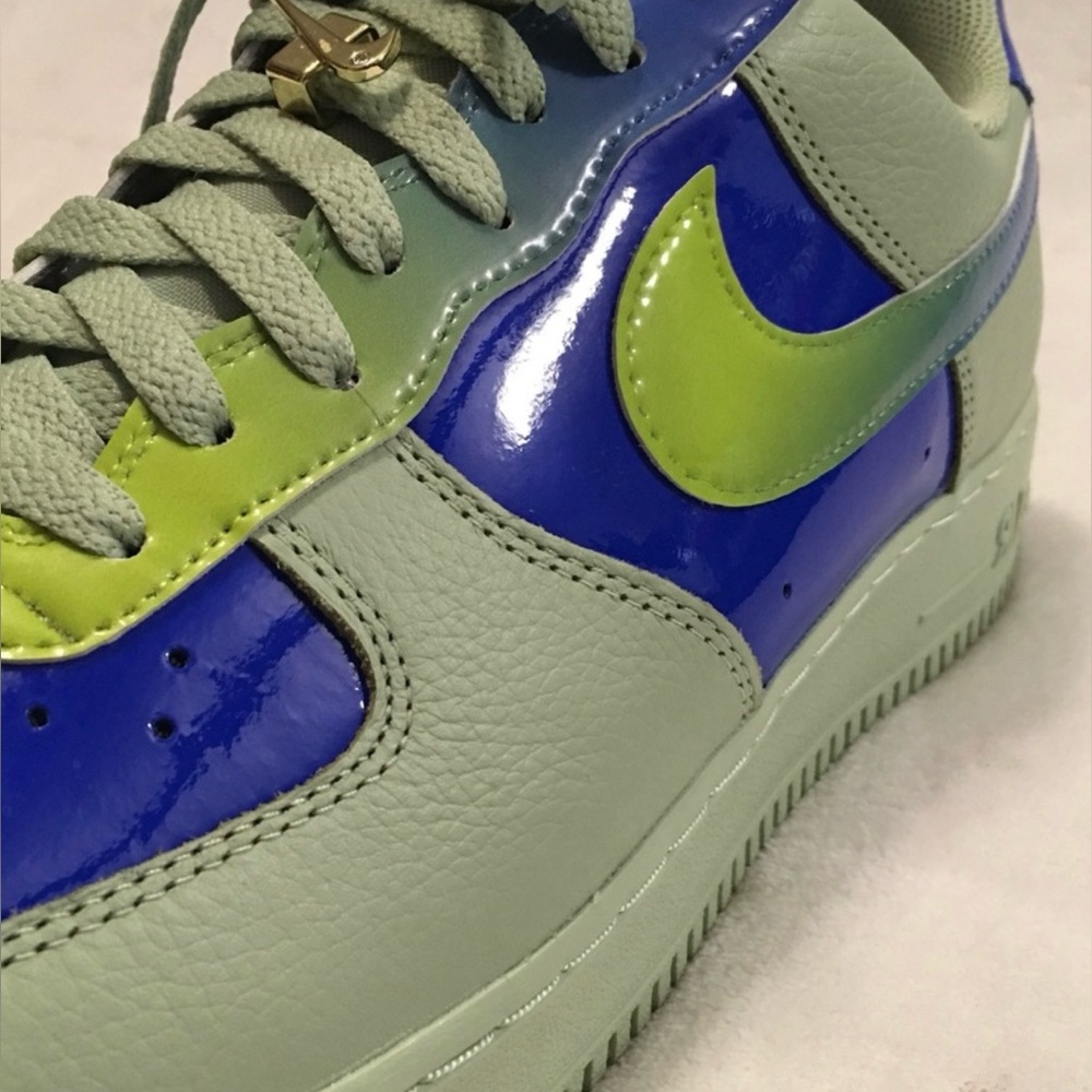 Nike By You iD Air Force 1 Low Custom Ombre Blue Green Patent Men Size 12 - Picture 6 of 13